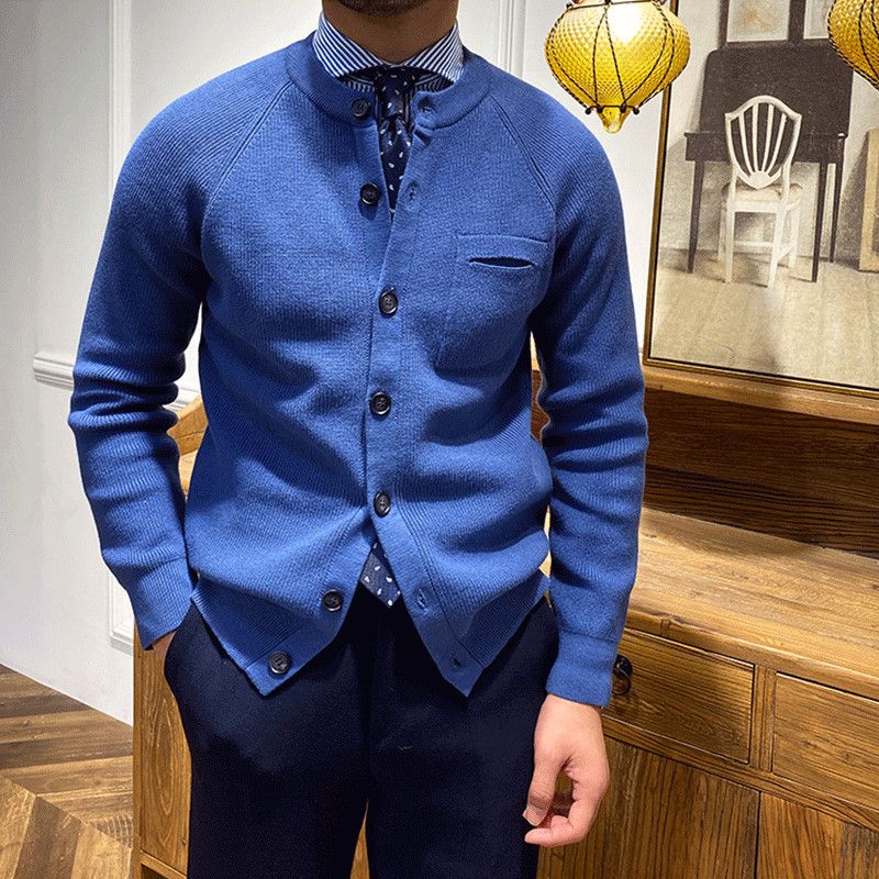 Mr. Lu San's short stand-up collar fashion commuting faux suede jacket for stylish men