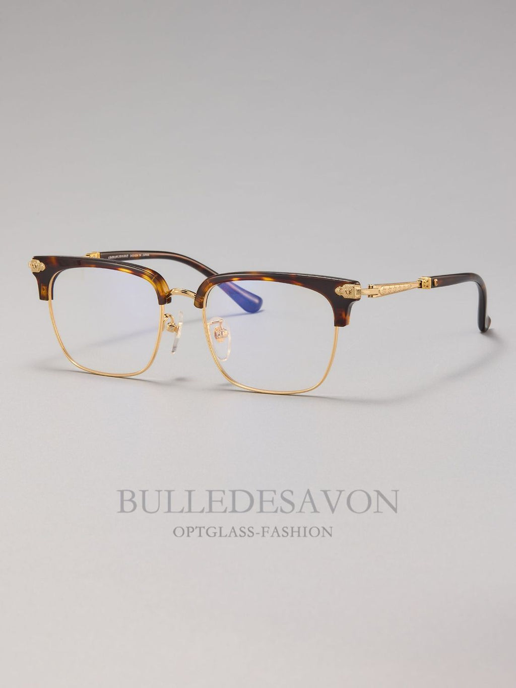 Retro Large-Face Half-Frame Metal Glasses for Men and Women, Anti-Blue Light Radiation