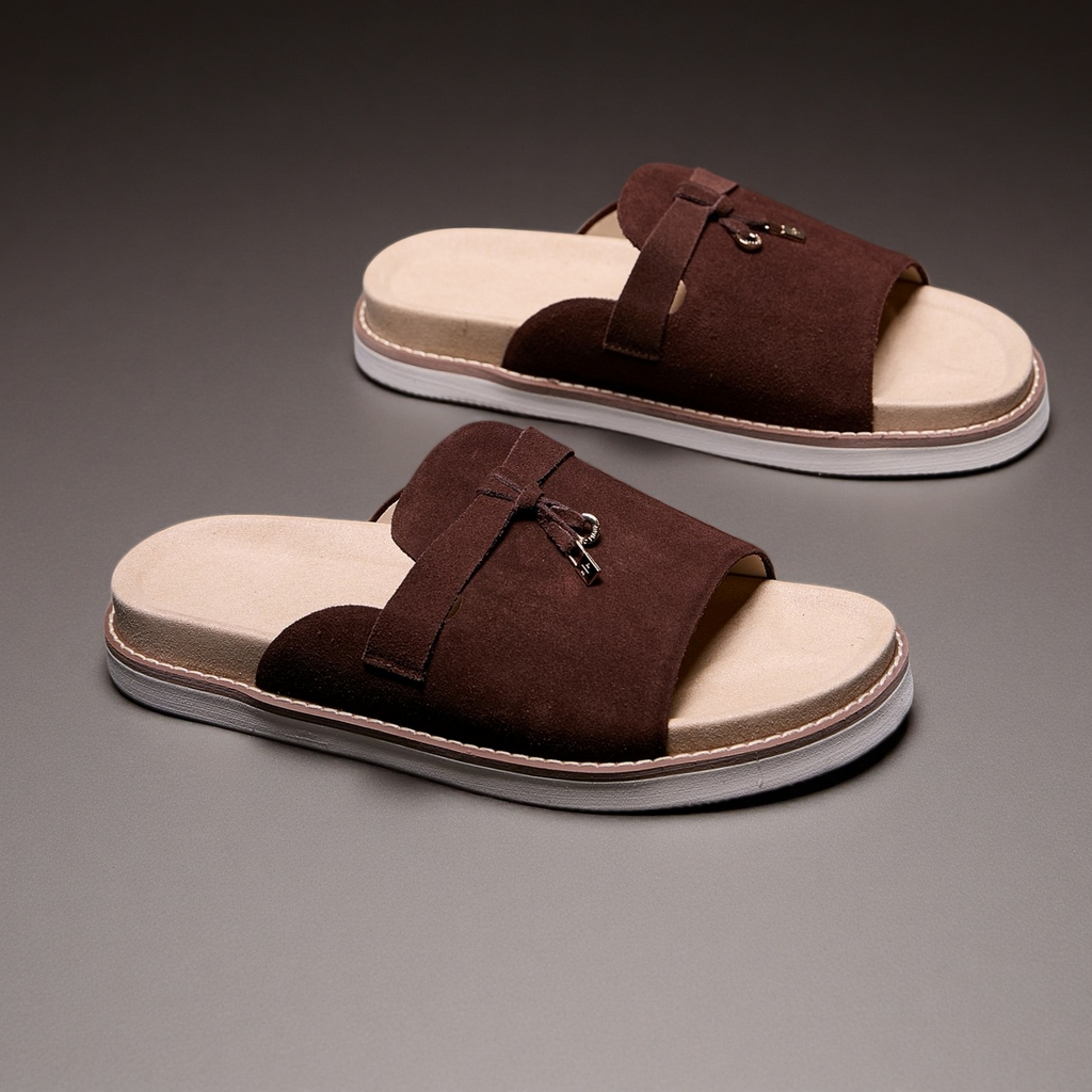 Men's Suede Slide Sandals with Thick Soles