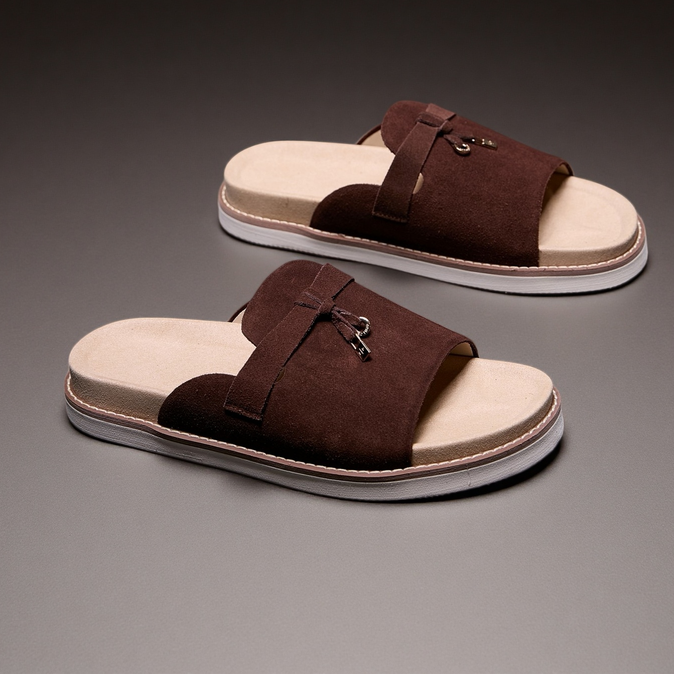Men's Suede Slide Sandals with Thick Soles