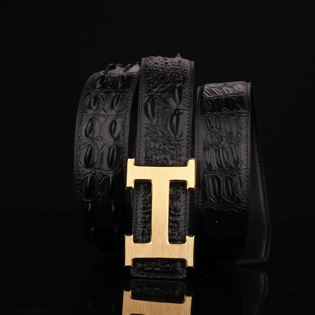 "Collected by 5903 People: Thai Crocodile Leather Men's Belt, Genuine Leather with Smooth Buckle for Business and Casual Wear"