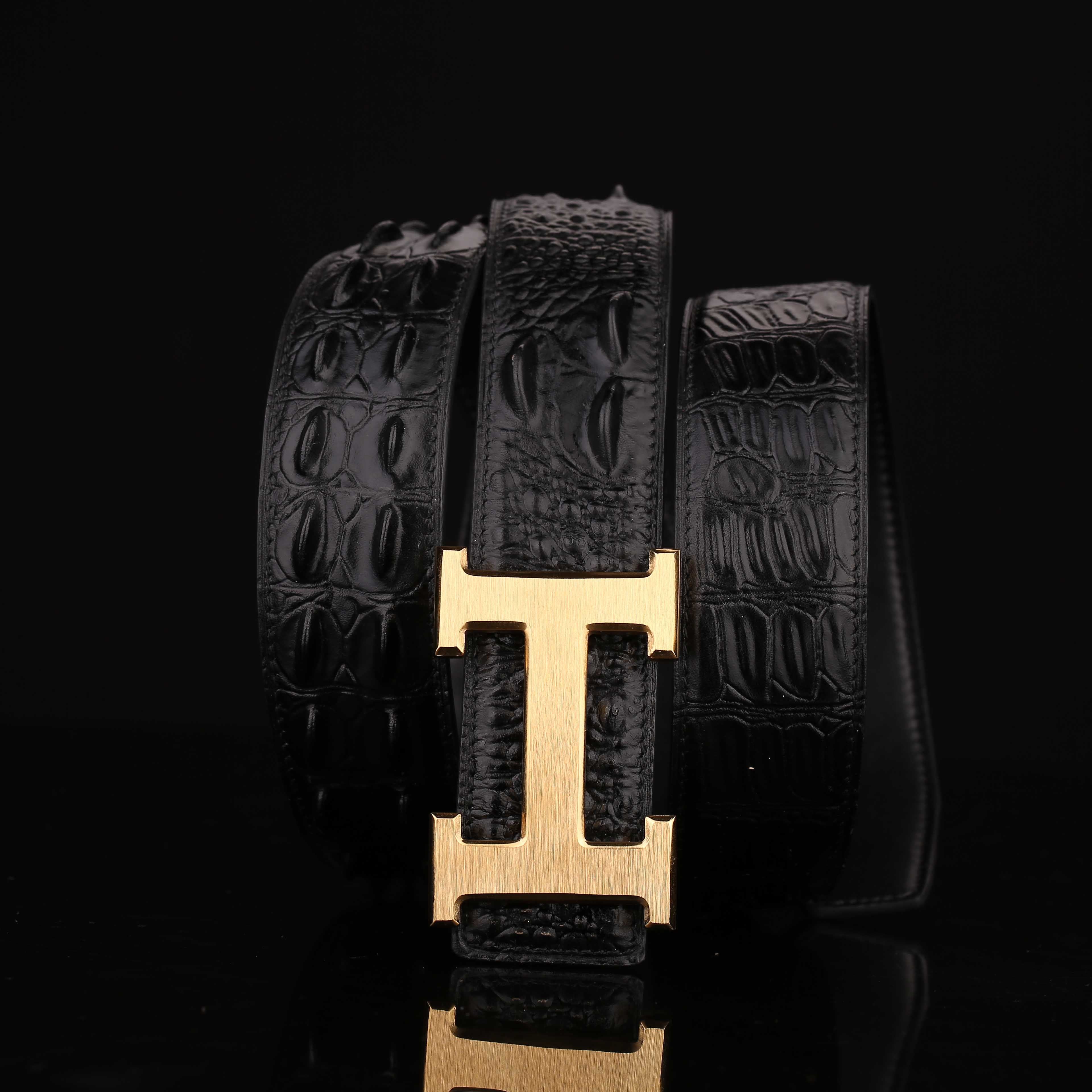 "Collected by 5903 People: Thai Crocodile Leather Men's Belt, Genuine Leather with Smooth Buckle for Business and Casual Wear"