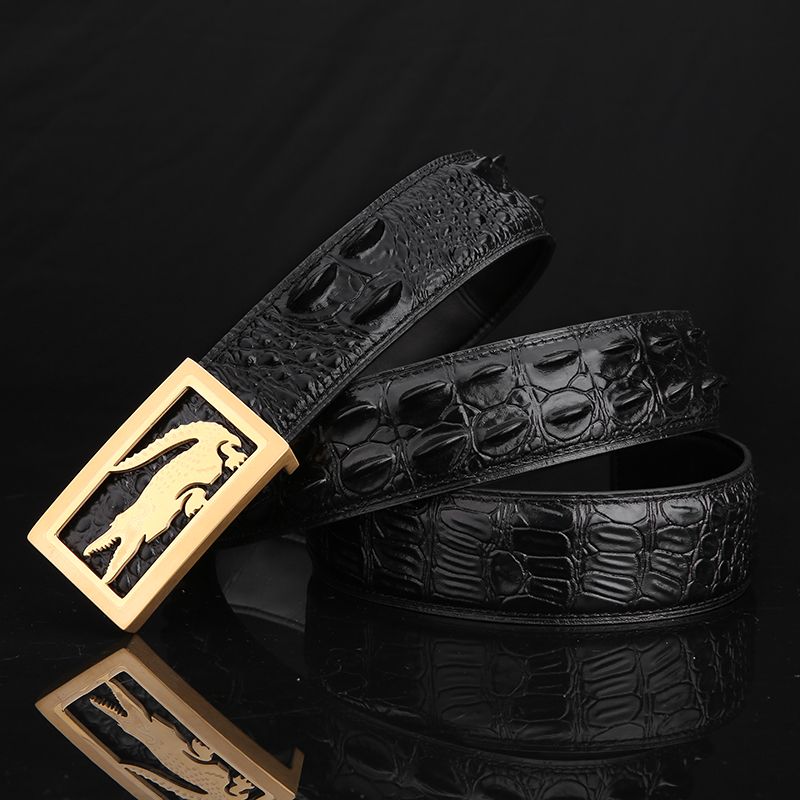 "Collected by 5903 People: Thai Crocodile Leather Men's Belt, Genuine Leather with Smooth Buckle for Business and Casual Wear"