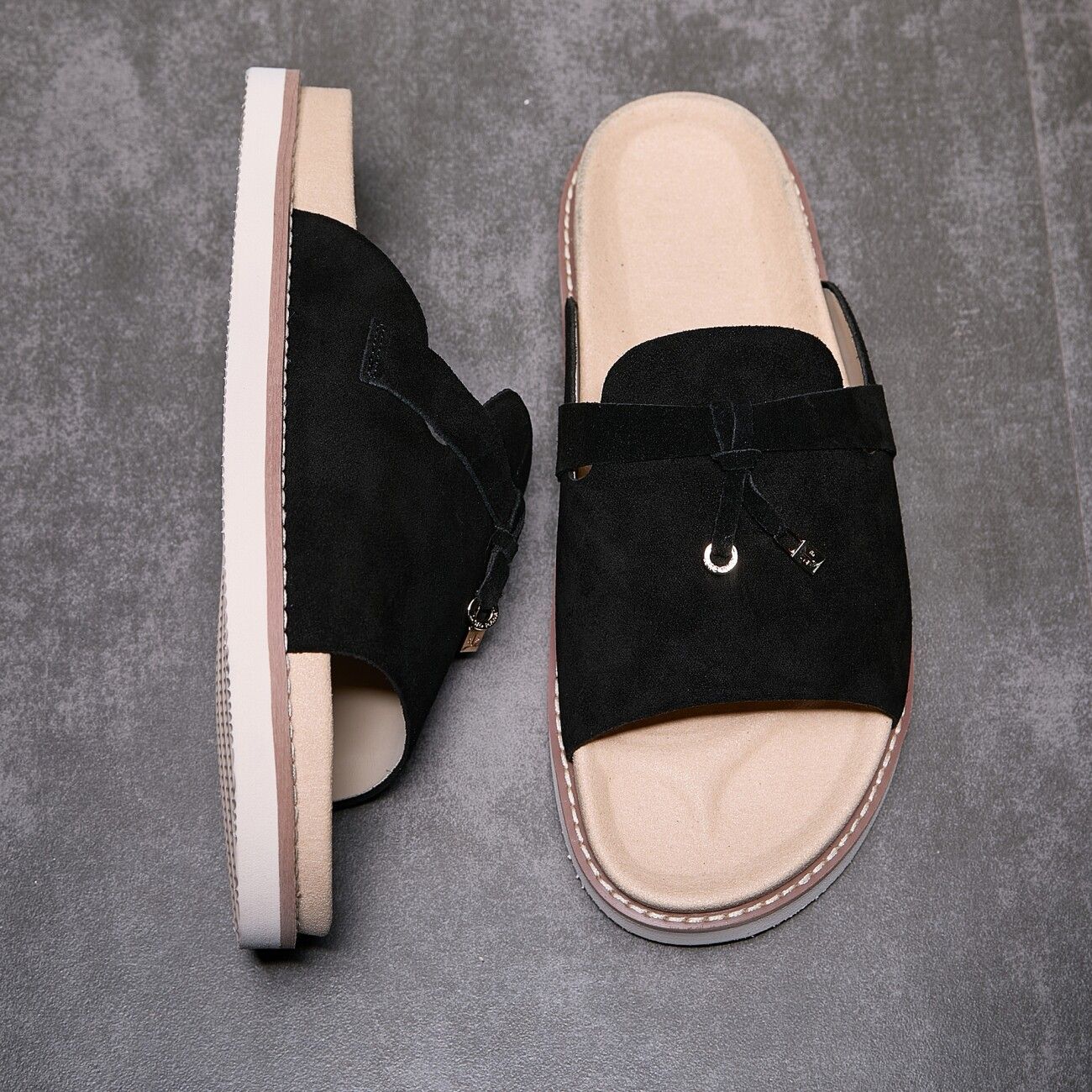 Men's Suede Slide Sandals with Thick Soles