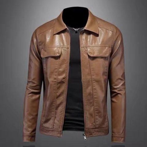 Fleece-lined thermal leather men's autumn and winter