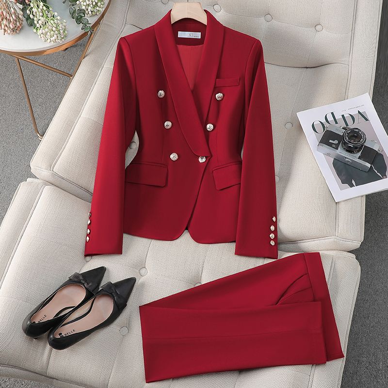 Free return shipping if not satisfied. High-end Striped Professional Suit