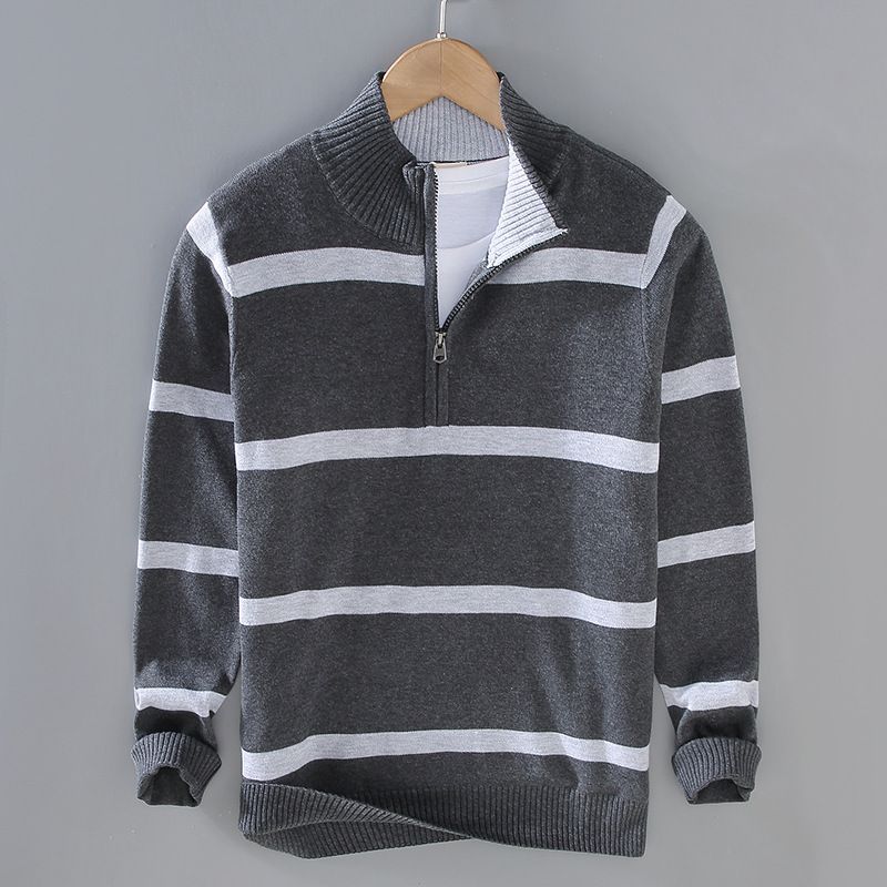 Korean style collared knit sweater for men, autumn and winter