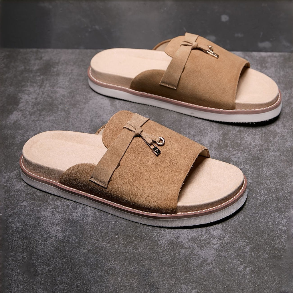 Men's Suede Slide Sandals with Thick Soles