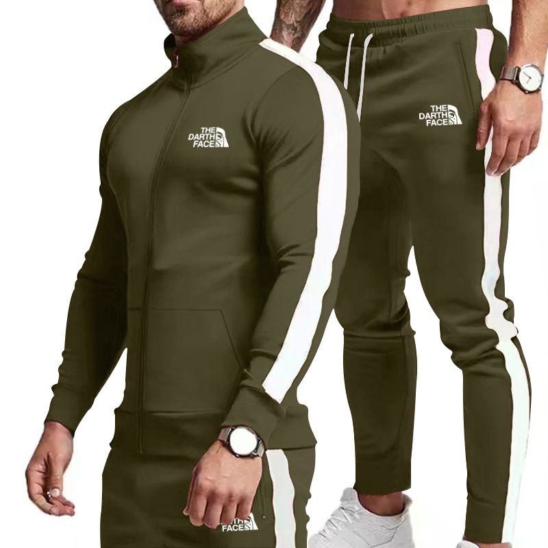 SUIT European and American Fall/Winter New Casual Sports Suit Color-Block Design for Young Men with Unique Hood