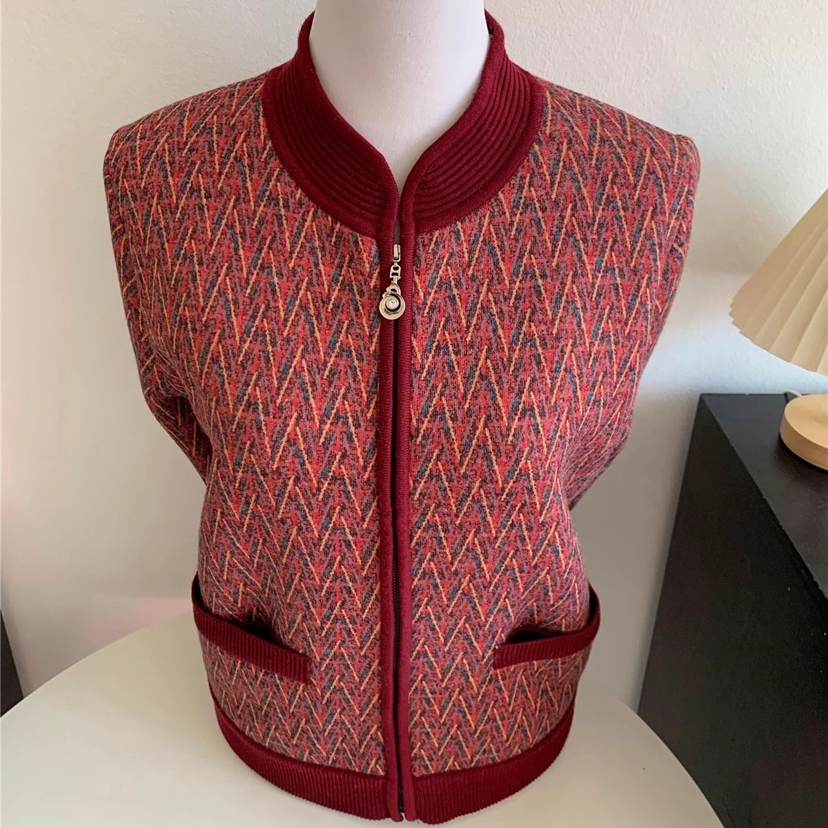 Elderly Women's Autumn and Winter Cardigan Jacket