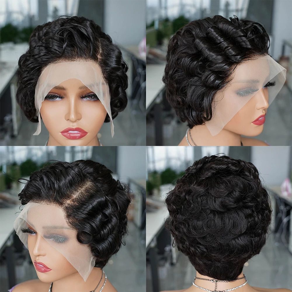 13X4 Short Curly Brazilian Human Hair Wigs
