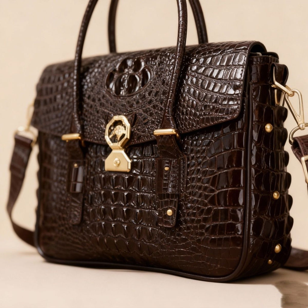 Expected delivery the day after tomorrow. Vintage Crocodile Leather Men's Bag