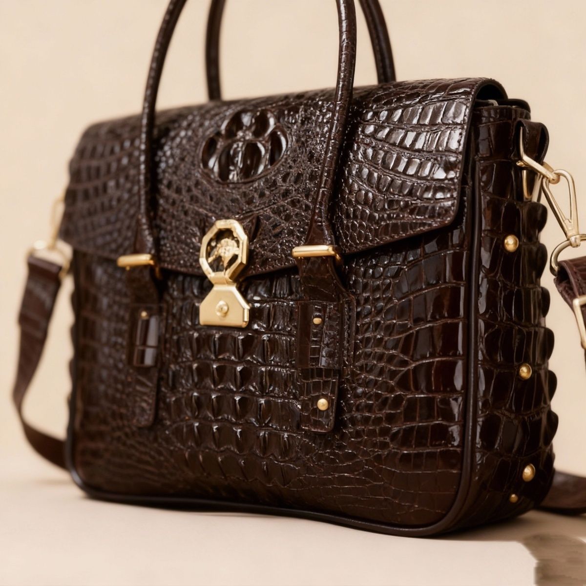 Expected delivery the day after tomorrow. Vintage Crocodile Leather Men's Bag