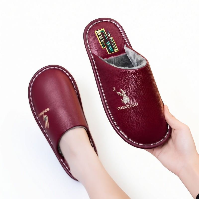 Winter New Men's and Women's Warm Cotton Slippers with Plush Lining, Waterproof and Cold-resistant, Padded Slippers for Dad and Mom