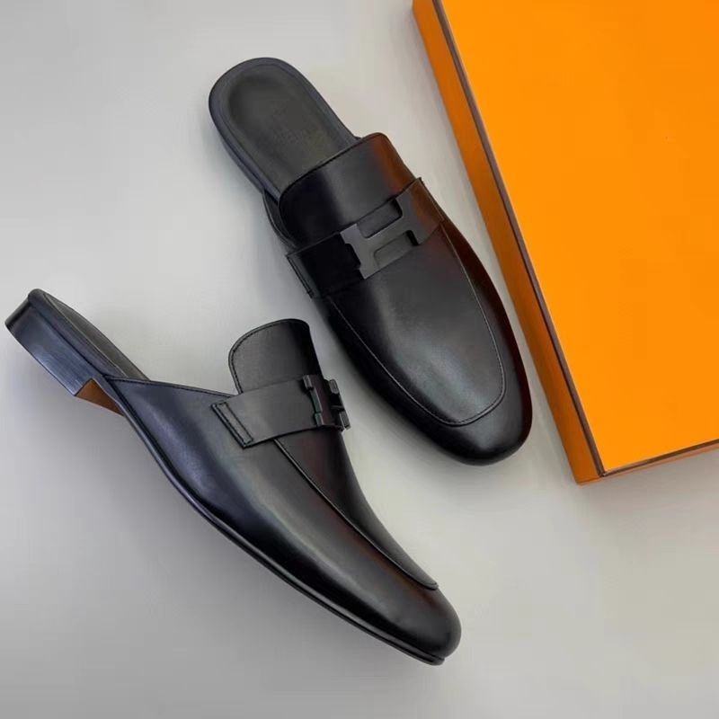 European-style men's mule loafers with closed toes