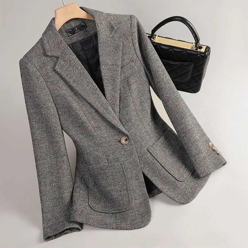 Gray Houndstooth Blazer for Women 2026