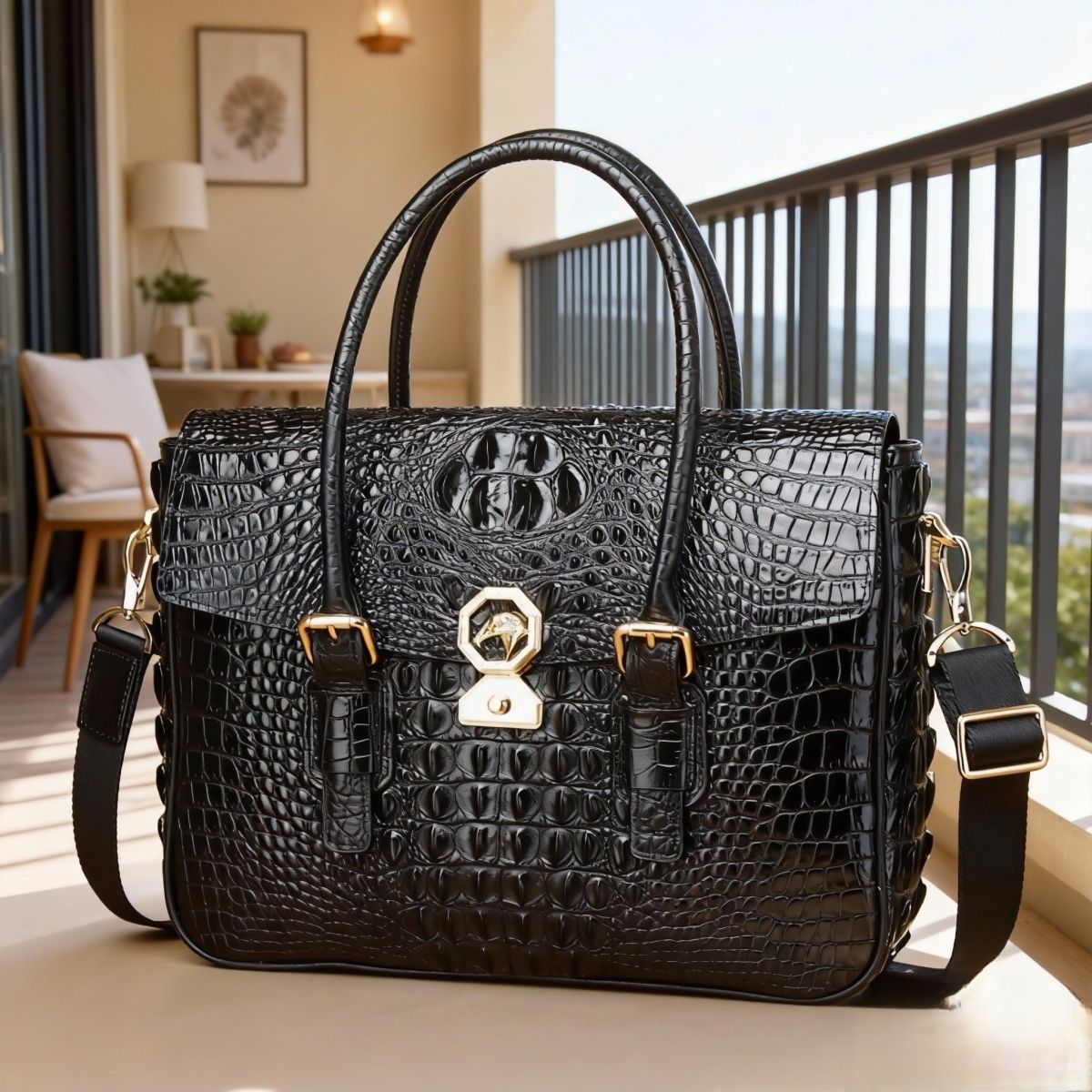 Expected delivery the day after tomorrow. Vintage Crocodile Leather Men's Bag
