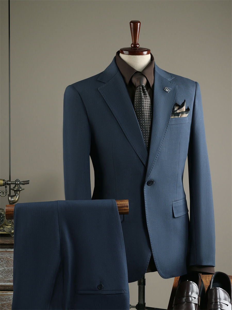 Men's Double-Breasted Wedding Suit Formal Wear Set Two-Piece Solid Color Business Professional Suit