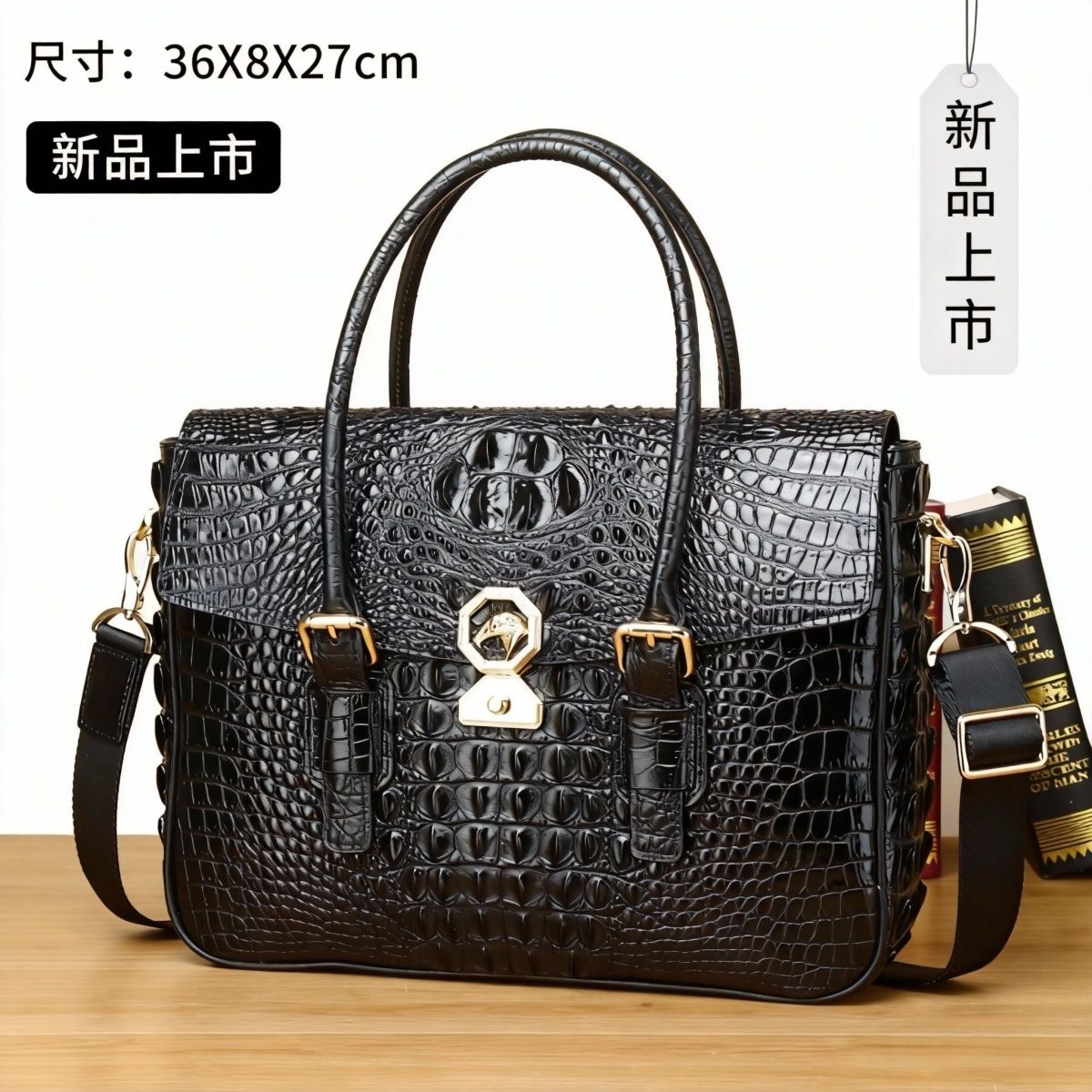 Expected delivery the day after tomorrow. Vintage Crocodile Leather Men's Bag