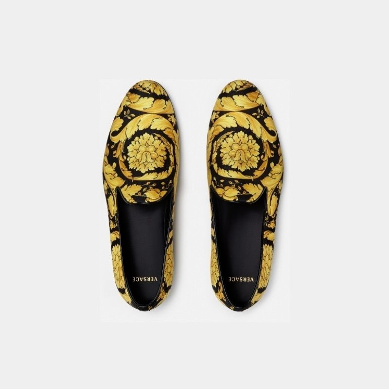 Foreign trade printed fabric loafers, slip-on shallow mouth loafers, versatile for hairstylists.