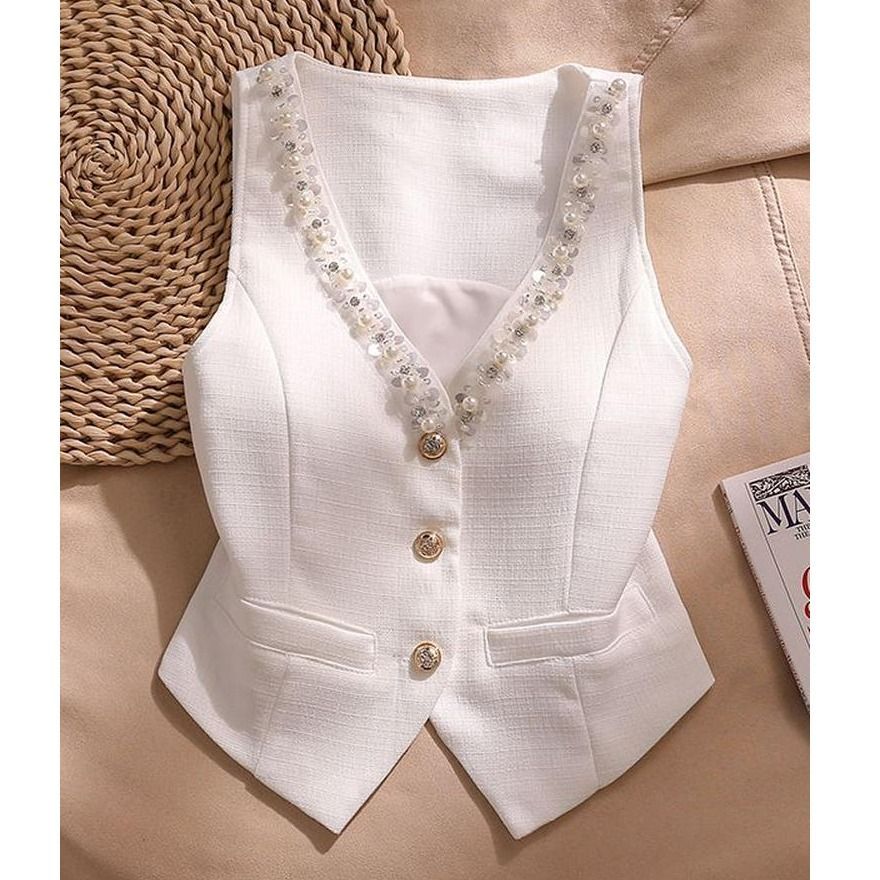Stylish and Youthful Vest Suit for Women, Slimming and Belly-Covering, Plus Size Professional Attire for Bank and Hospitality
