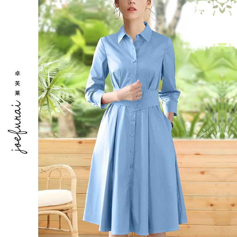 Summer Mid-Length Slimming Dress with Sheer Overlay