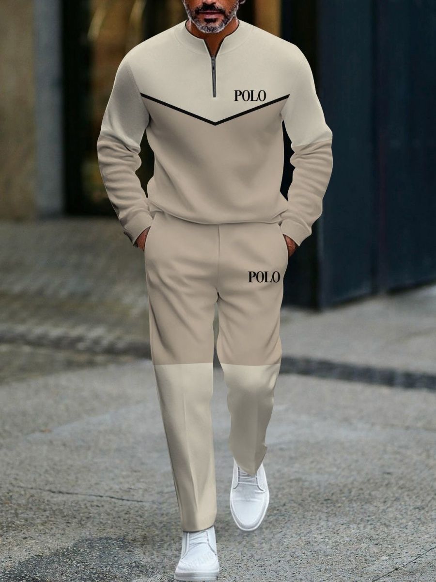 Open Front Suit Amazon Long Sleeve Set European and American Fashion Zipper Pants Men's New Style