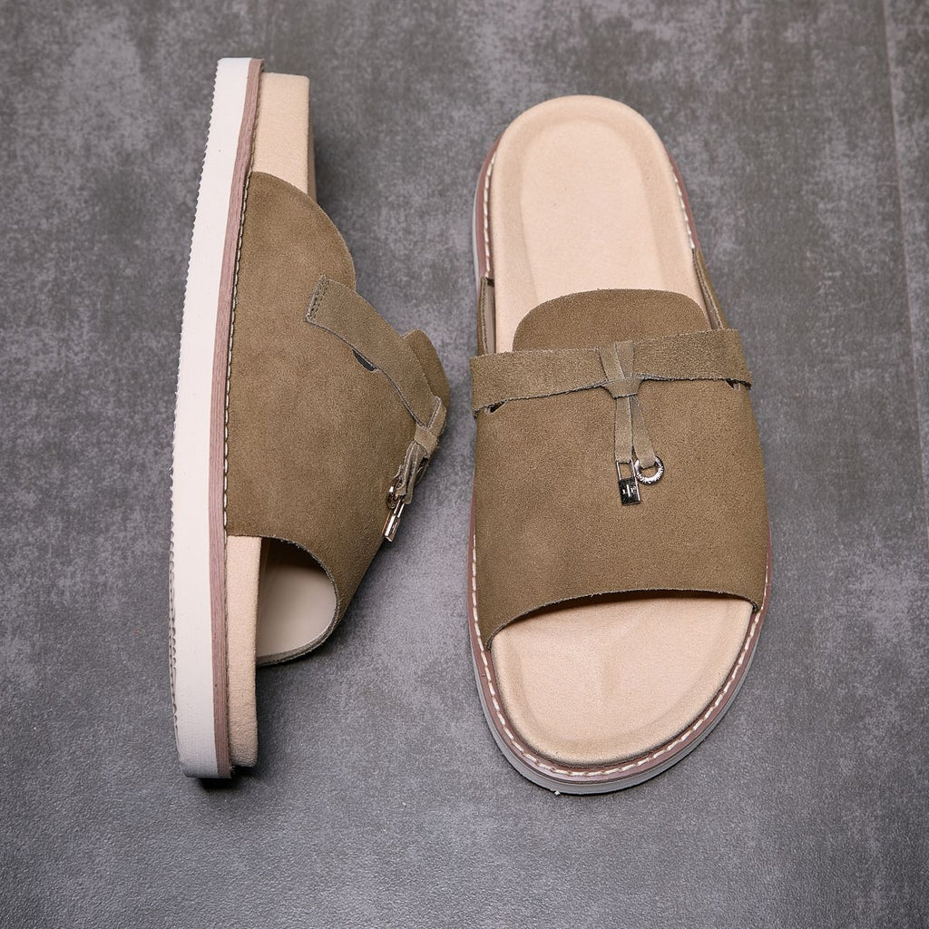 Men's Suede Slide Sandals with Thick Soles