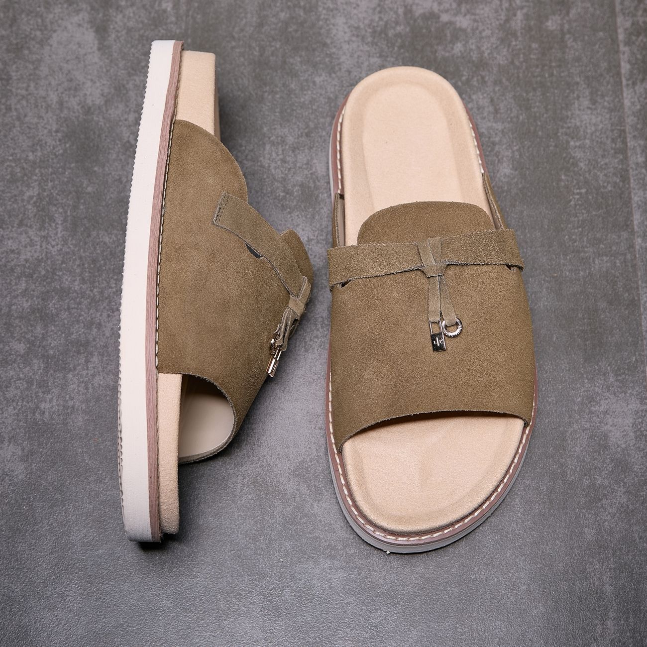Men's Suede Slide Sandals with Thick Soles