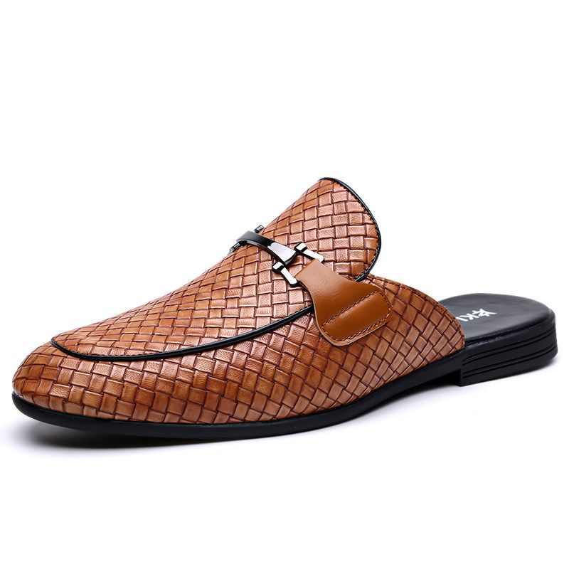 Men's slip-on leather slippers