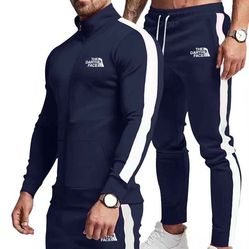SUIT European and American Fall/Winter New Casual Sports Suit Color-Block Design for Young Men with Unique Hood