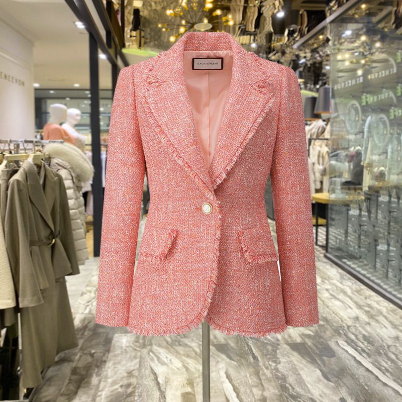 Red Commuter Wool Blazer for Women in Winter