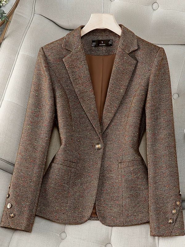 Red Commuter Wool Blazer for Women in Winter
