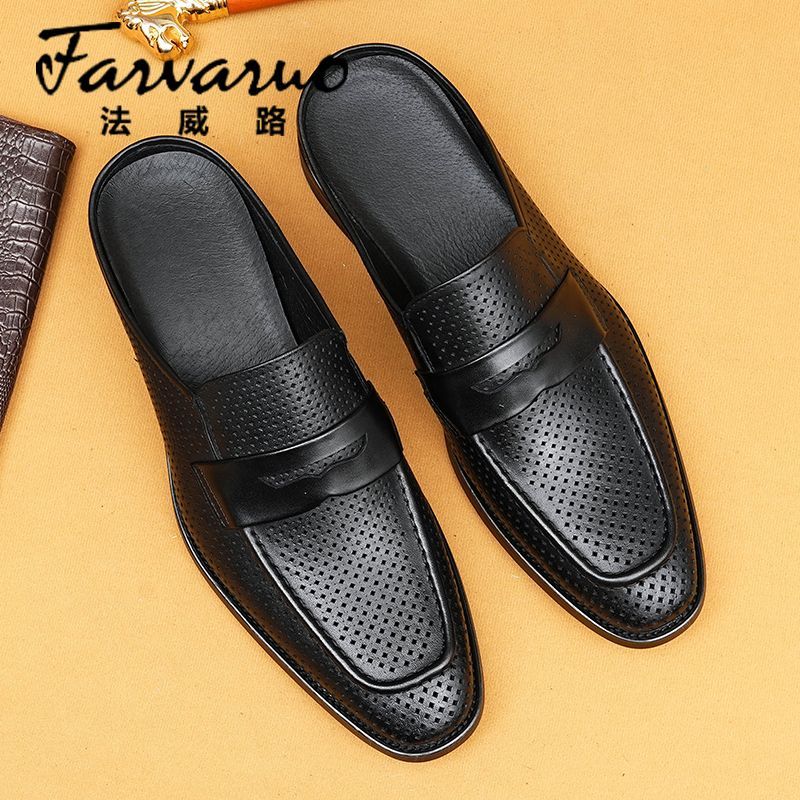 Genuine Leather Men's Backless Loafers Material