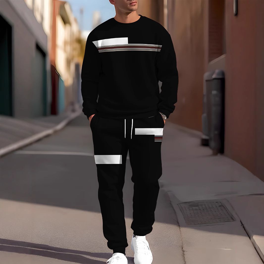 Open Front Suit Amazon Long Sleeve Set European and American Fashion Zipper Pants Men's New Style