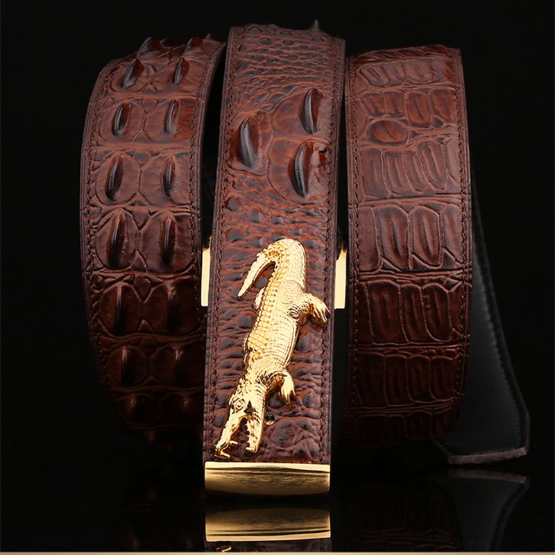 "Collected by 5903 People: Thai Crocodile Leather Men's Belt, Genuine Leather with Smooth Buckle for Business and Casual Wear"