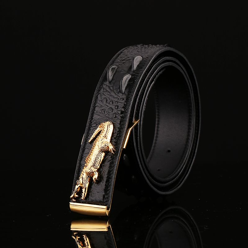 "Collected by 5903 People: Thai Crocodile Leather Men's Belt, Genuine Leather with Smooth Buckle for Business and Casual Wear"