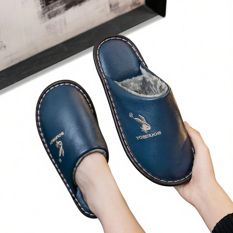 Winter New Men's and Women's Warm Cotton Slippers with Plush Lining, Waterproof and Cold-resistant, Padded Slippers for Dad and Mom