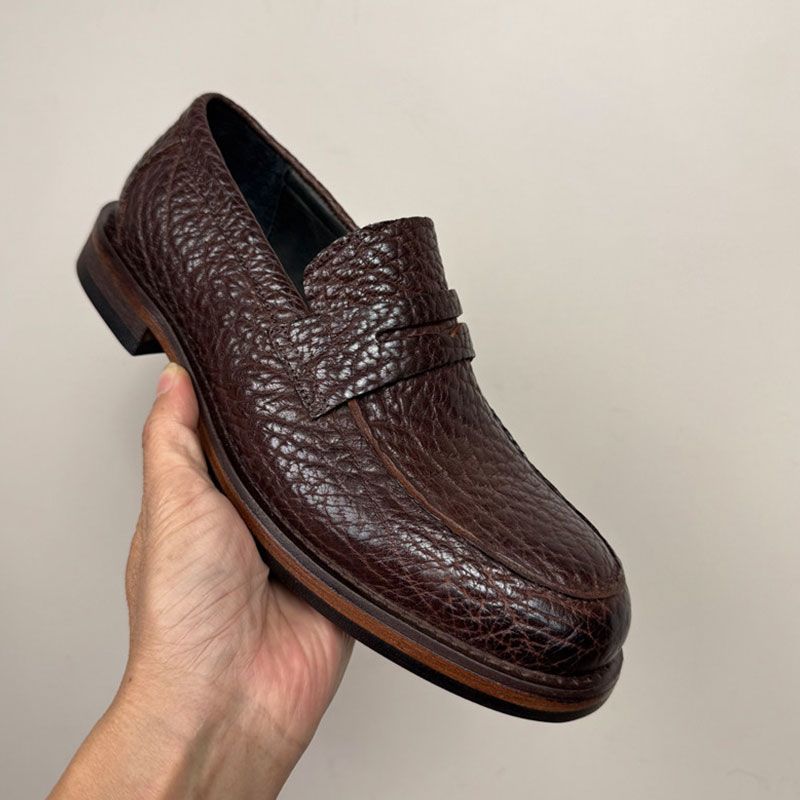 Genuine leather European style casual shoes, silver one foot