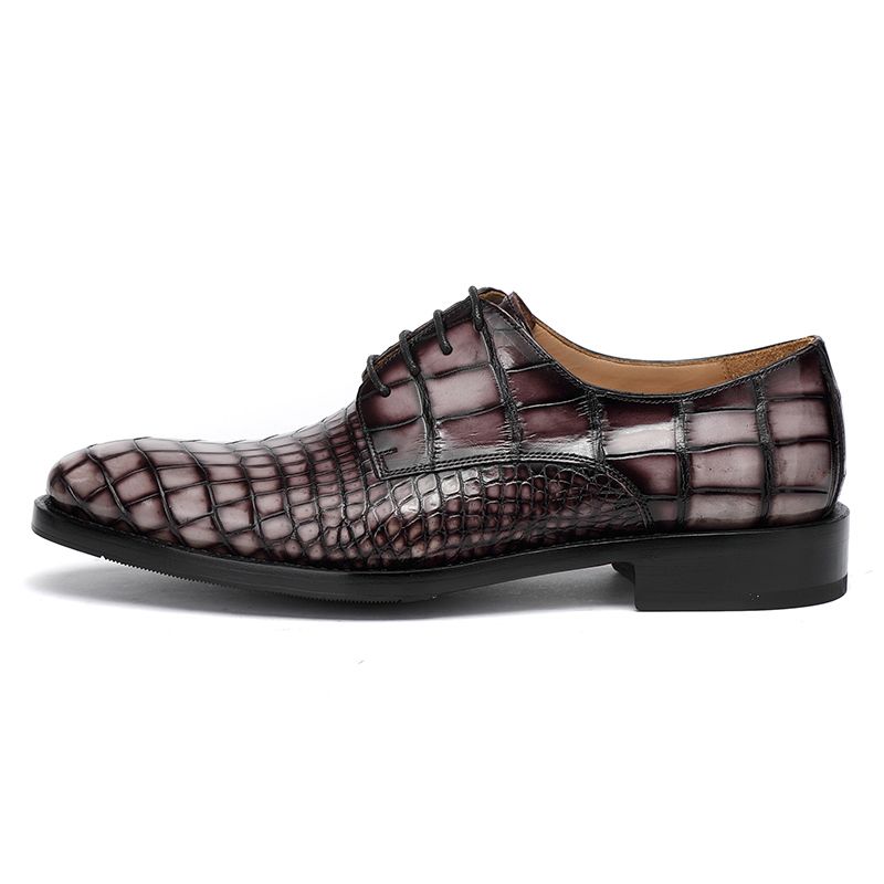 High-end Handmade Goodyear Crocodile Leather Men's Business Dress Shoes Rare and Noble Polish