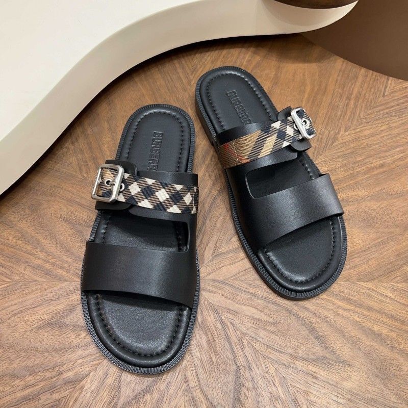 European Station Summer New Plaid Genuine Leather Men's
