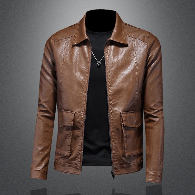 Fleece-lined thermal leather men's autumn and winter