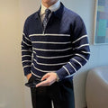 Korean style collared knit sweater for men, autumn and winter