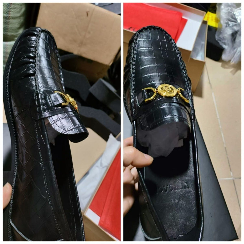 Genuine leather European style casual shoes, silver one foot