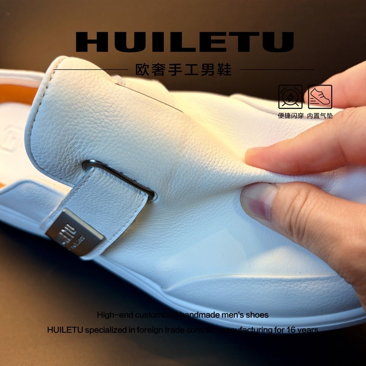 Italian Luxury Summer slippers  Genuine Leather shoes Boken Thick 1, more sweetable for doctors and nurses. It's comfortable and soft.