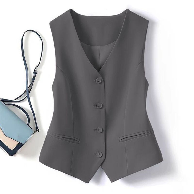 Stylish and Youthful Vest Suit for Women, Slimming and Belly-Covering, Plus Size Professional Attire for Bank and Hospitality