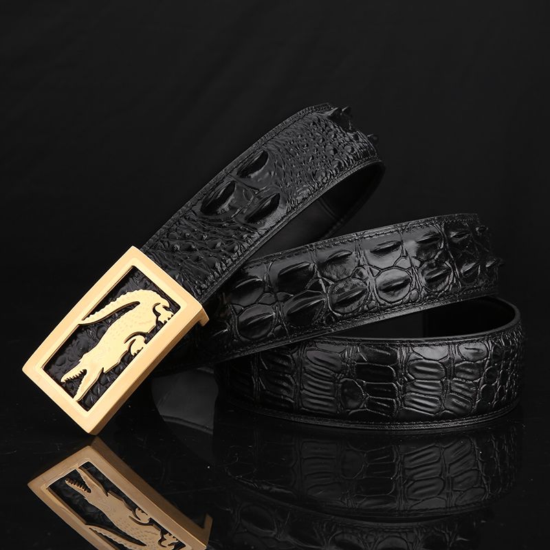 "Collected by 5903 People: Thai Crocodile Leather Men's Belt, Genuine Leather with Smooth Buckle for Business and Casual Wear"