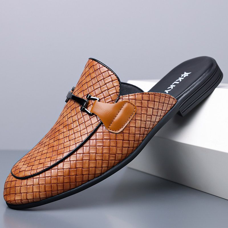 Men's slip-on leather slippers