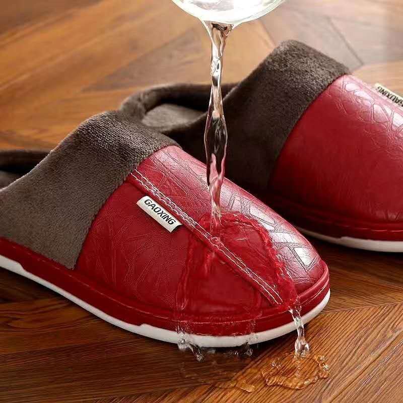 Winter New Men's and Women's Warm Cotton Slippers with Plush Lining, Waterproof and Cold-resistant, Padded Slippers for Dad and Mom