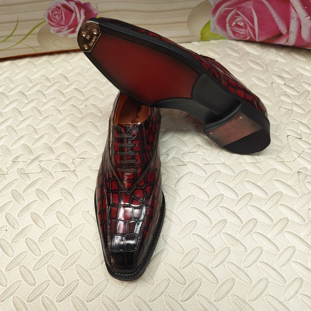 High-end Imported Alligator Leather Handmade Goodyear Welt Business Casual Men's Dress Shoes